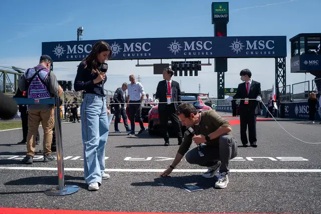 Roldán Rodríguez on the grid at an MSC Cruises-sponsored Grand Prix